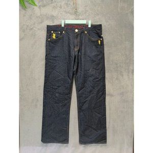 CAVI Men Jeans Mid Rise Straight Leg Solid Blue Dark Wash W:38 L:34